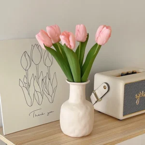 Tulip simulated flower ceramic vase