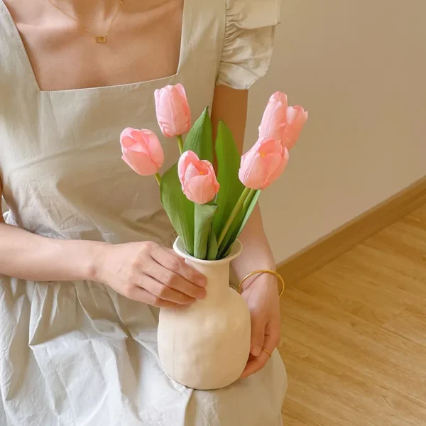 Tulip simulated flower ceramic vase - 图片 2